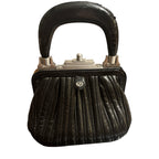 Vintage Francesco 1977 Biasia Handbag Fabulous Black Leather Silver Hardware