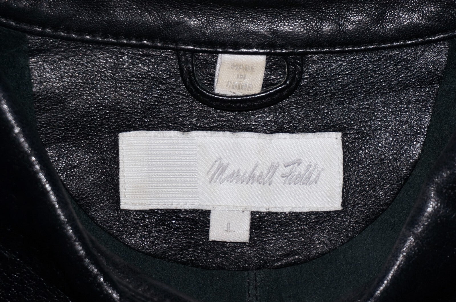 90's Vintage MARSHALL FIELD'S Black Leather Button Up Shirt LARGE *RUNS SMALL