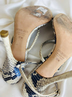 Roberto Cavalli 2000s Snake and Flower Enamel Rhinestone Heels