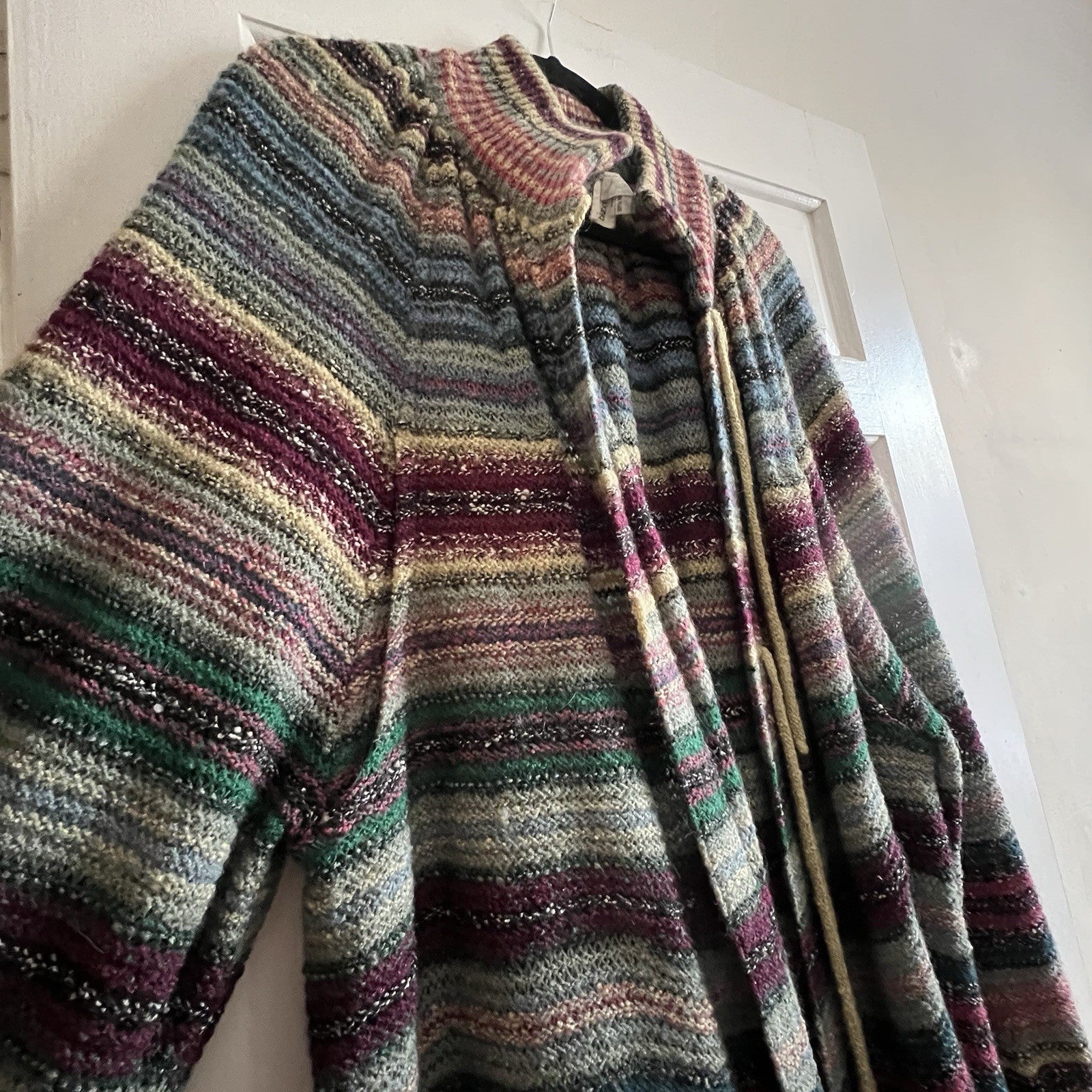 1970s Vintage Missoni Striped Crochet Knit Sweater Duster Made In Italy