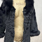 Vintage Y2K Jet Black Rabbit and Fox Fur Jacket