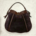 Ralph Lauren Vintage Suede Leather Hobo Shoulder Bag Brown