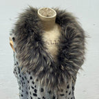 Vintage Y2K Stenciled Rabbit and Raccoon Fur Vest