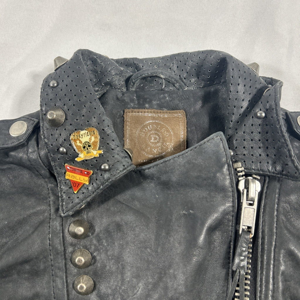 Double D Ranch Angels on Horseback Biker Jacket Black Leather Medium