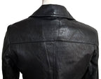 Vintage 1990s Wilsons Leather Maxima Womens Black Fitted Button-Up Blazer Jacket