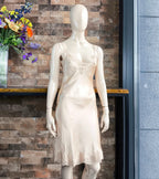 Vestido de cetim vintage autêntico Dolce & Gabbana com acabamento em renda 42IT-