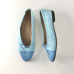 Chanel CC Logo Bow Cap Toe Ballerina Flats 38.5
