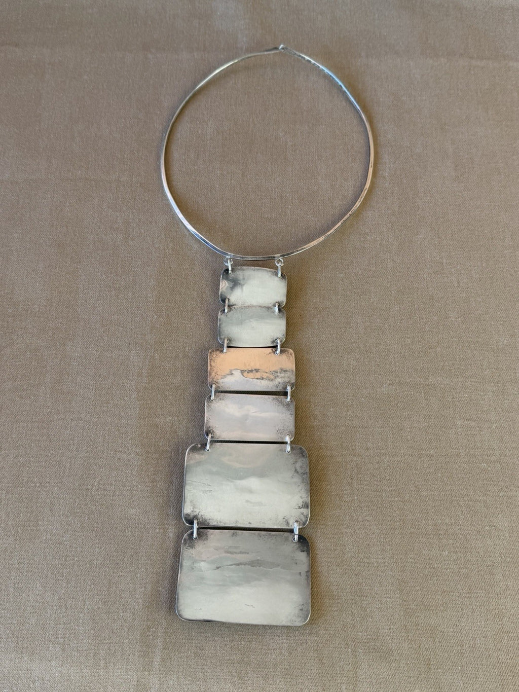 VTG Artisan Studio Modernist Sterling Silver 925 Moonstone Choker Necklace
