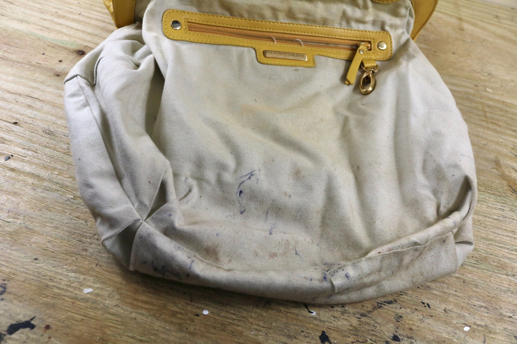 Isabella Fiore Large Yellow Leather Whipstitch Tassel Hobo