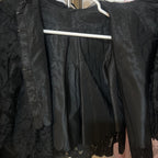 Vintage 1800's Victorian Gothic Black Lace Capelet w/ Beads  + Ruffle Size Small