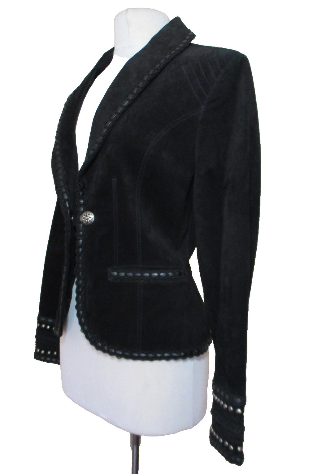 Cripple Creek Black Suede Studded Western Jacket Small