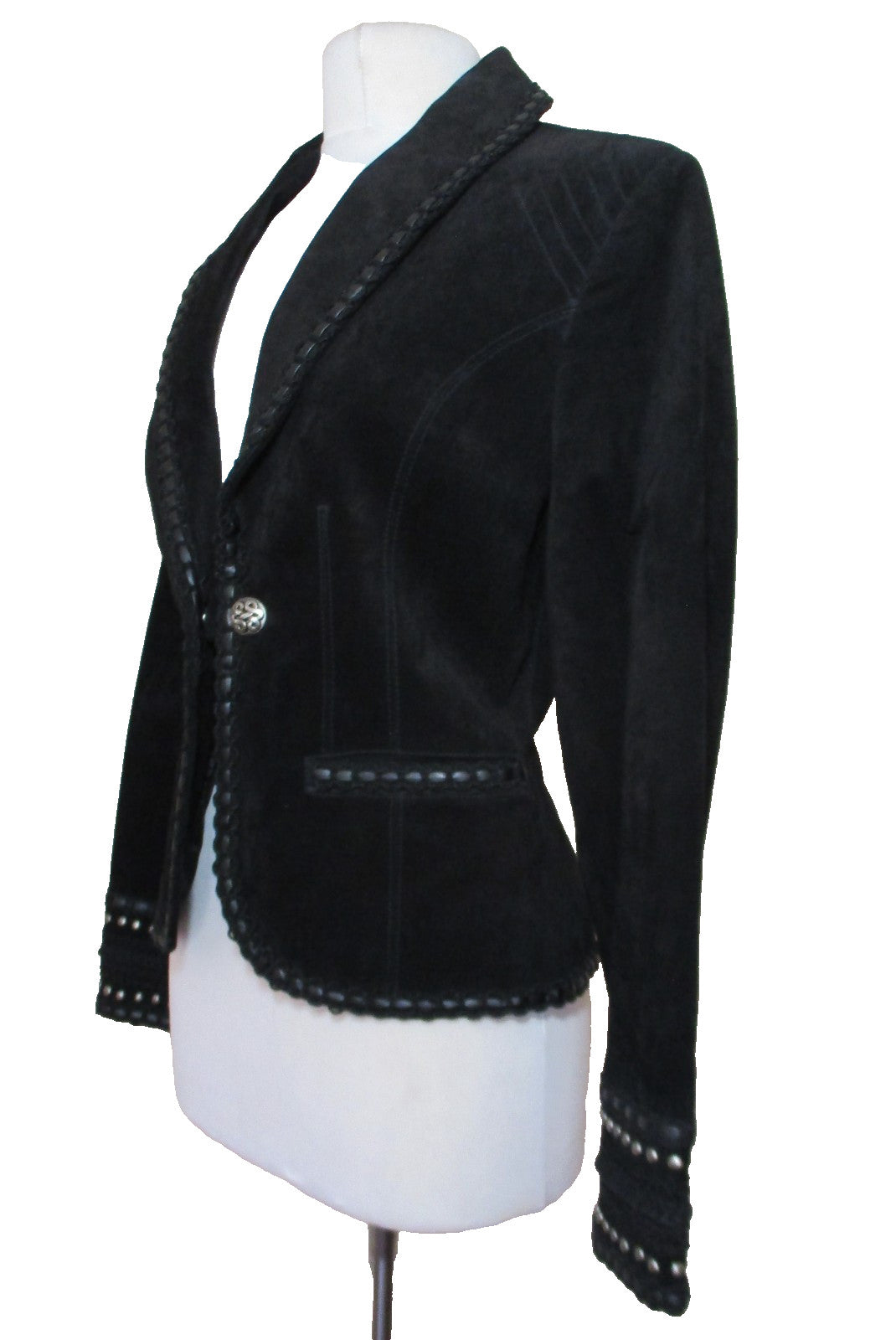 Cripple Creek Black Suede Studded Western Jacket Small