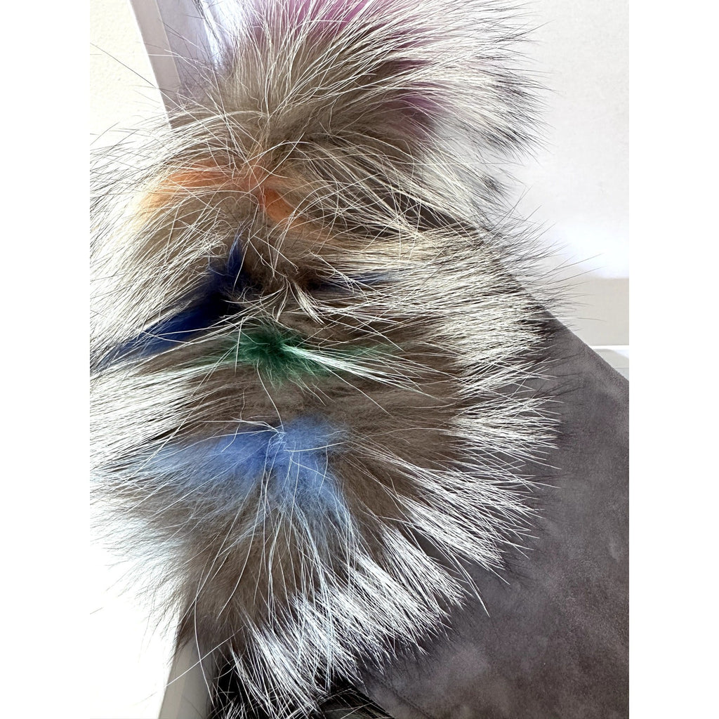 $1995 Manolo Blahnik Likanskim Boots Fur Suede Tall Womens Shoes Gray Size 37.5