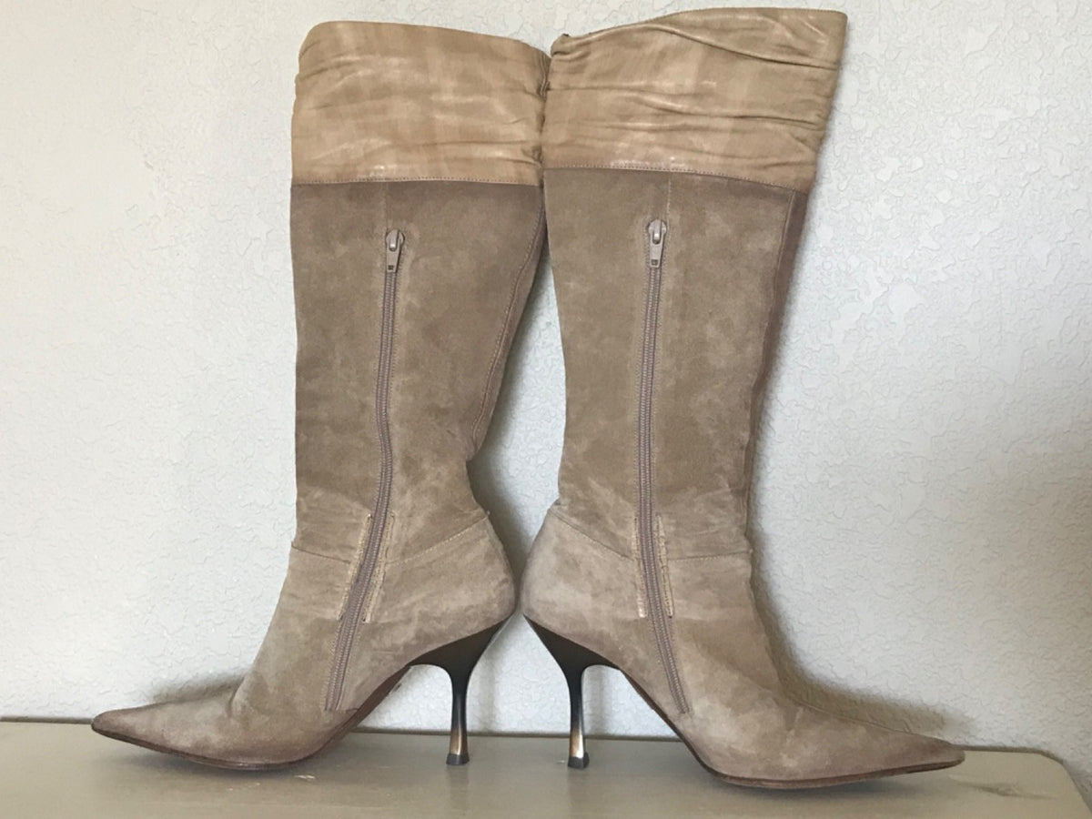 Aldo Y2K Suede and Leather Knee High Boots Pointed Toe Stiletto Heel Ombré