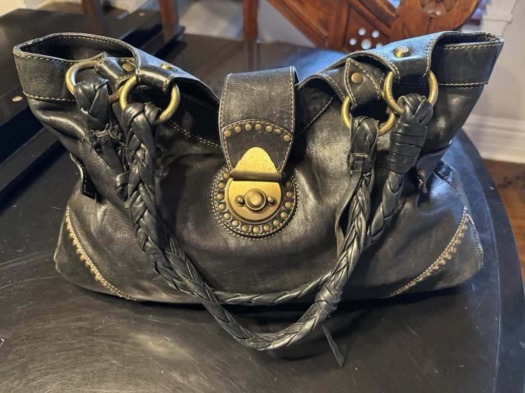 Francesco Biasia Studded Leather Hobo Satchel