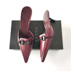 NIB Vintage Gucci Horsebit Wine Leather Pointed Toe Kitten Heel Pumps Mules 8.5