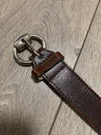 Vintage Gucci Belt Crest Patent Leather Monogram Brown Y2K Rare