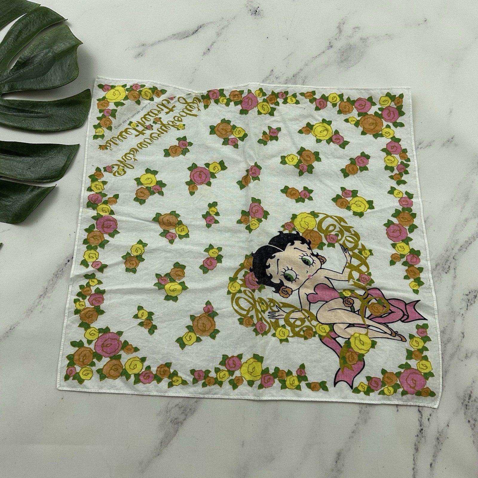 Betty Boop 1990s Floral Bandana White Pink
