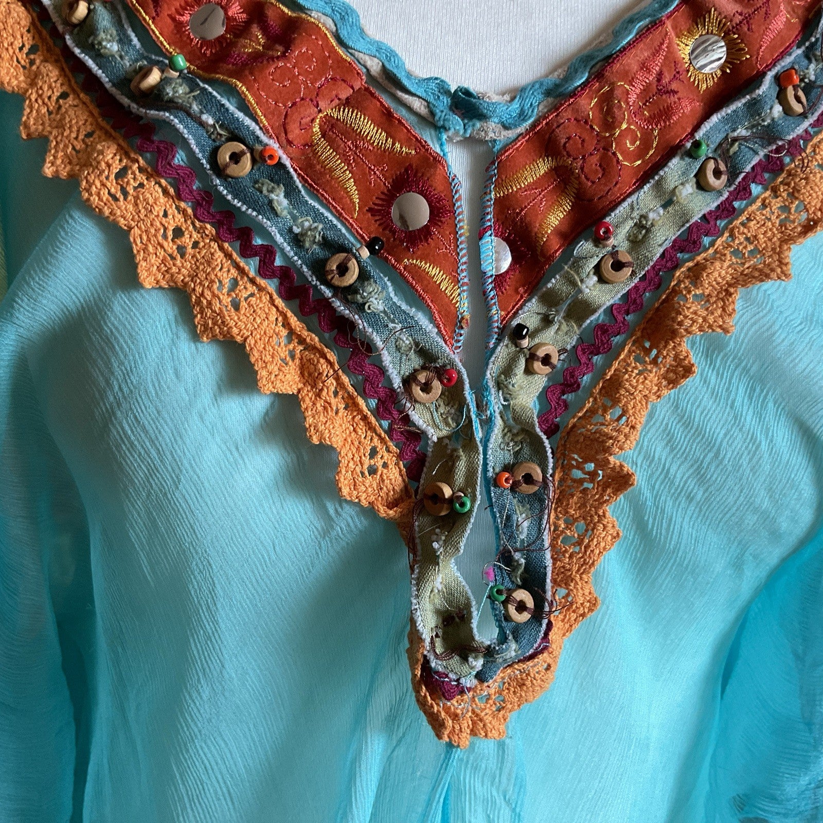 LM Lulu Paris Boho Beaded Silk Cami Top Size M