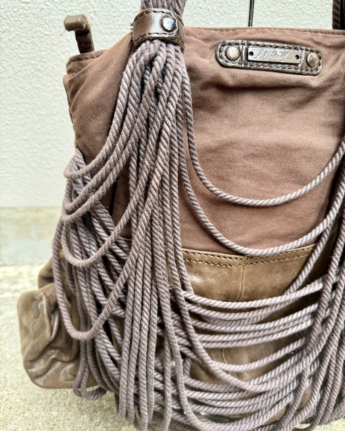 Diesel Y2K Brown Rope Fringe Shoulder Bag
