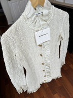 Alexander Wang Smocked Ruffle Long Jacket Dress S In Vintage White