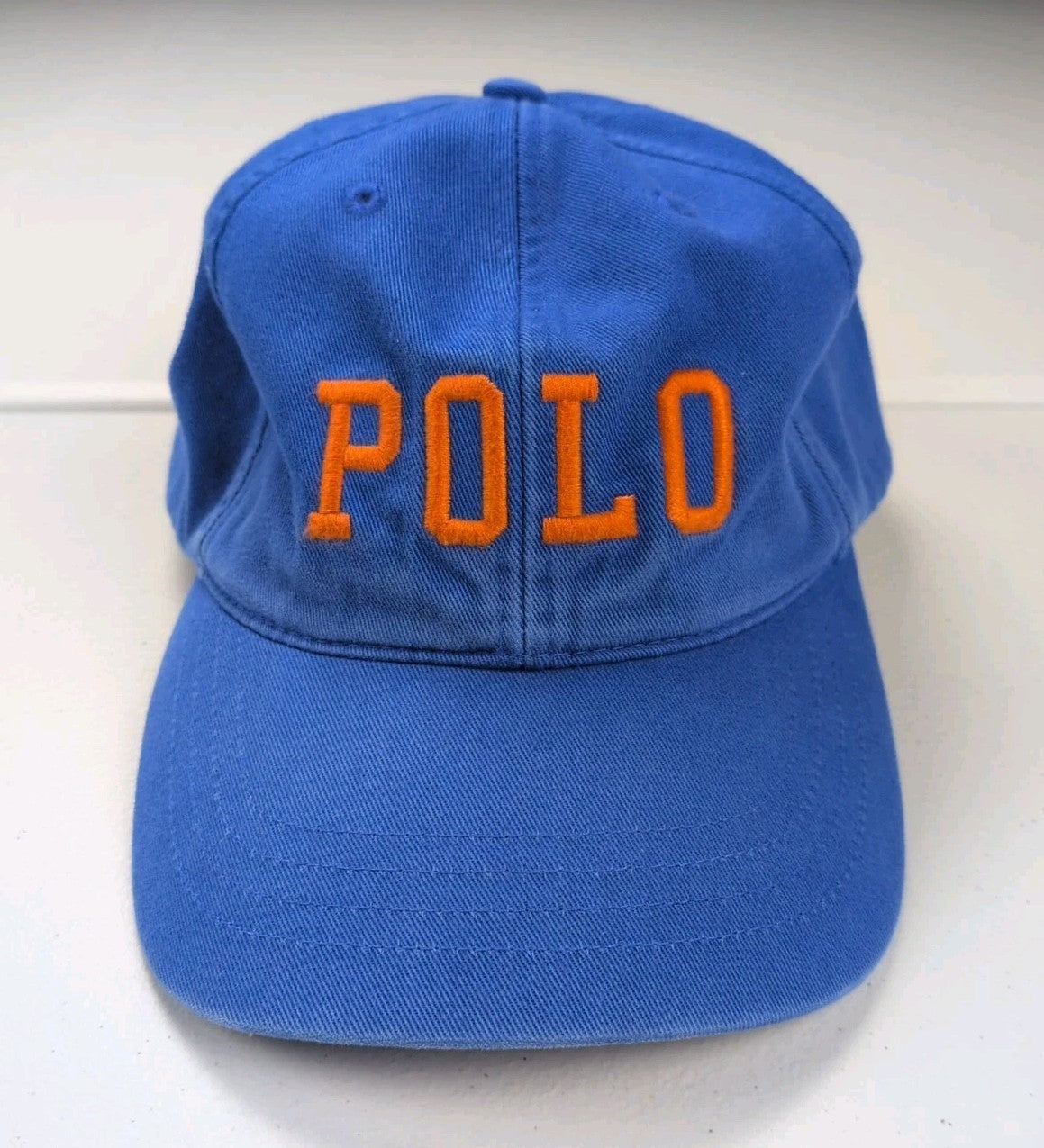Vintage Polo Sport Ralph Lauren Spell Out Cap Hat Mens Adjustable Blue Orange