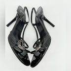 Dior Vintage John Galliano Medallion Logo Patent Leather slingback sandals EU 40