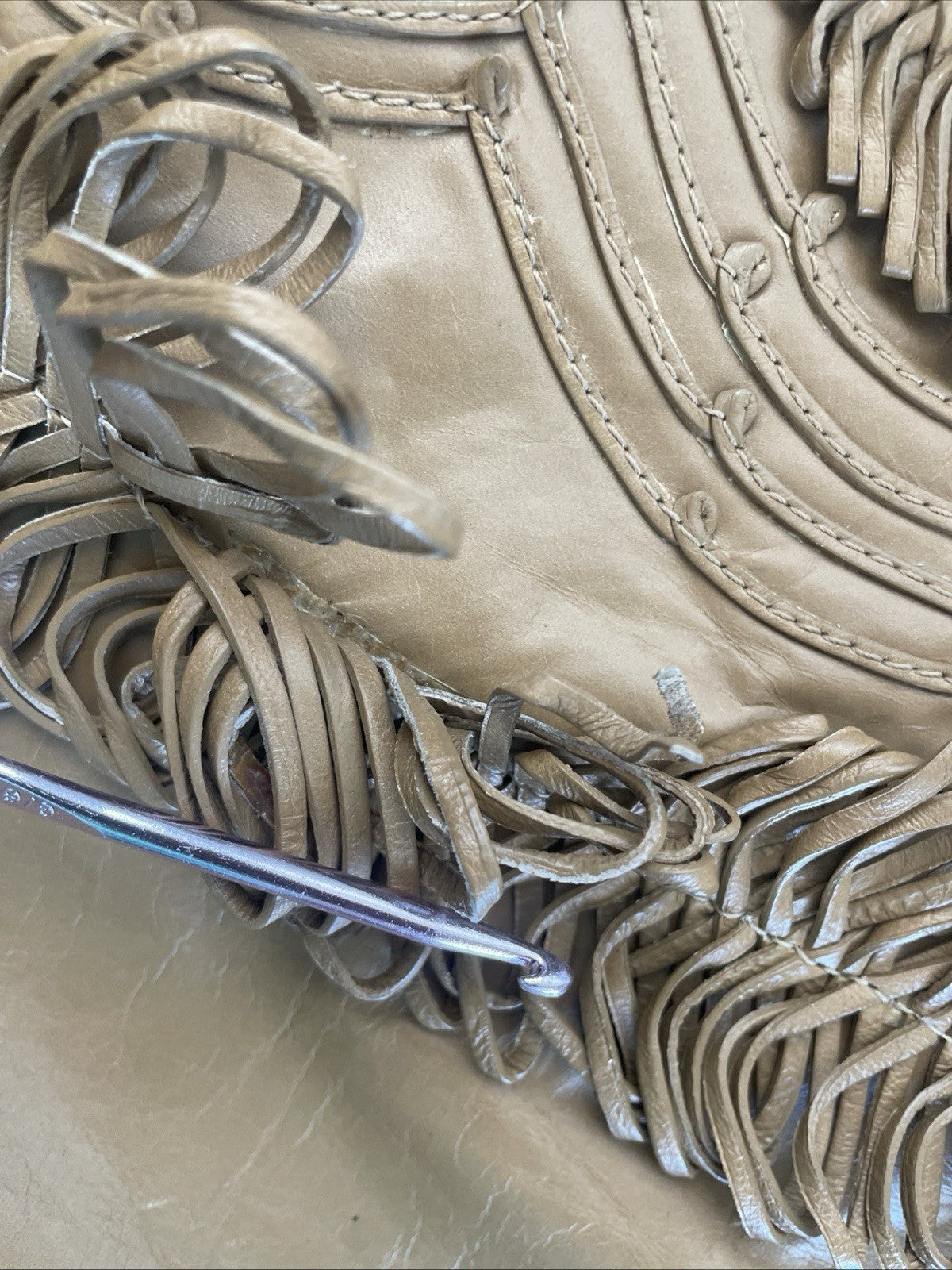 Nordstrom 1980s Shoulder Bag Fringe Camel Leather
