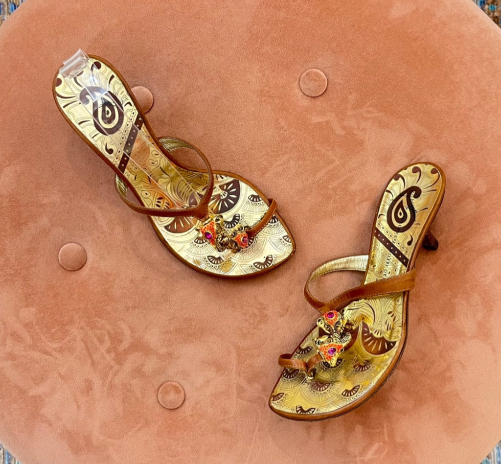 Vintage Giuseppe Zanotti Jeweled Kissing Elephant Thong Heels