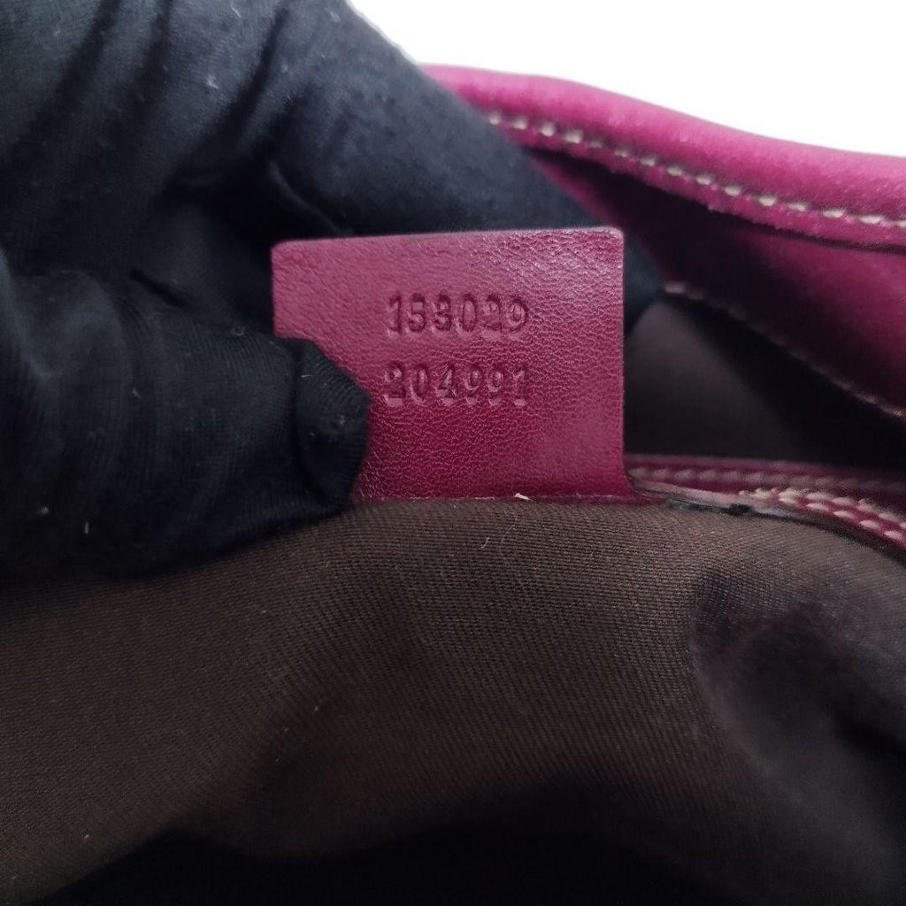 GUCCI Jackie Shima Leather Shoulder Bag Red Purple Hobo 153029