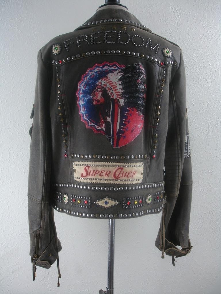 Double D Super Chief Biker Jacket Brown Leather Large