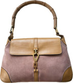 Gucci Jackie Bamboo Shoulder Bag Pink Suede Leather