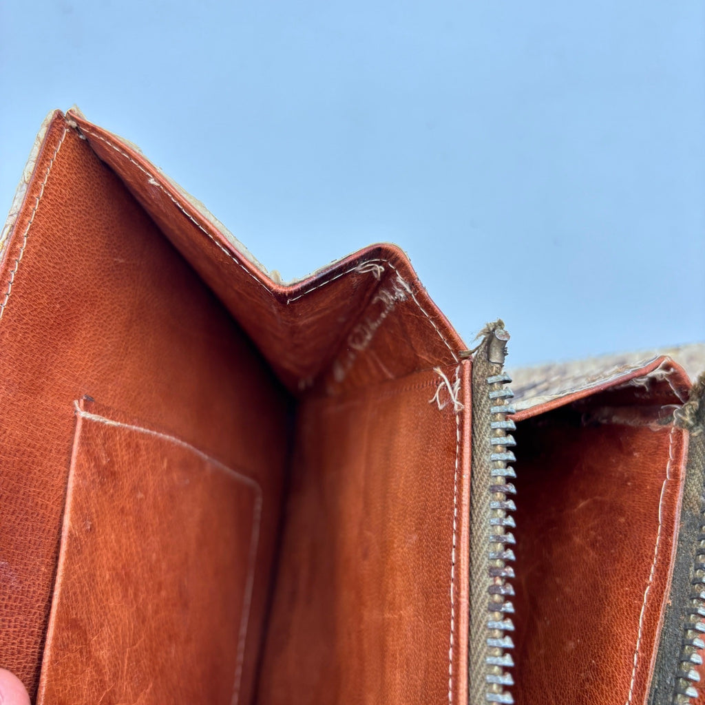 Vintage 1940s Genuine Python Snakeskin Clutch Purse Talon Hand Bag Exotic