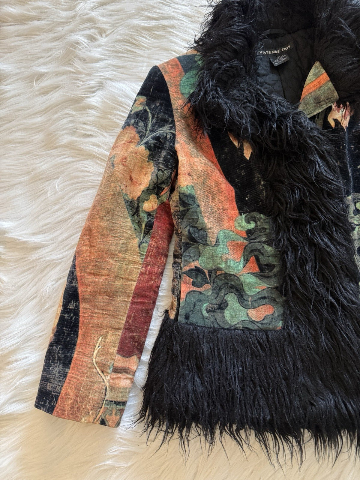 Vivienne Tam Buddha Fur Trim Coat Multicolor Size 1
