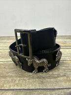 Vintage Cest Vrai Zebra Fashion Belt Size 28 Black Leather Safari