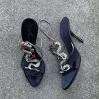 Giuseppe Zanotti S/S 2004 Dragon Black Satin Heels