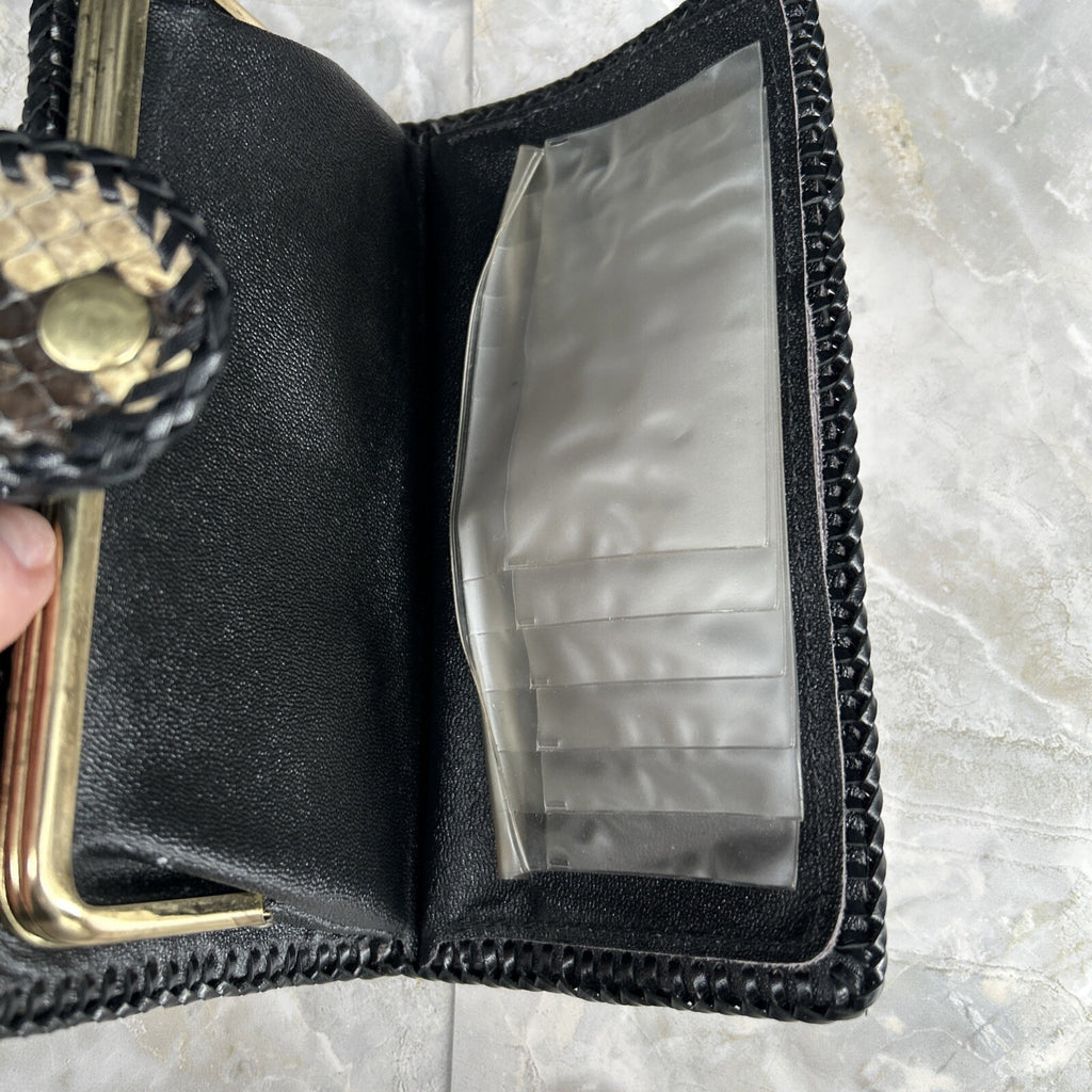 Vintage Handmade Python Skin Clutch Check Wallet With Pen Holder