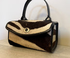Vtg Calf Hair ZEBRA Print Nordstrom  1950s-60's HandBag Leather Black White Nice