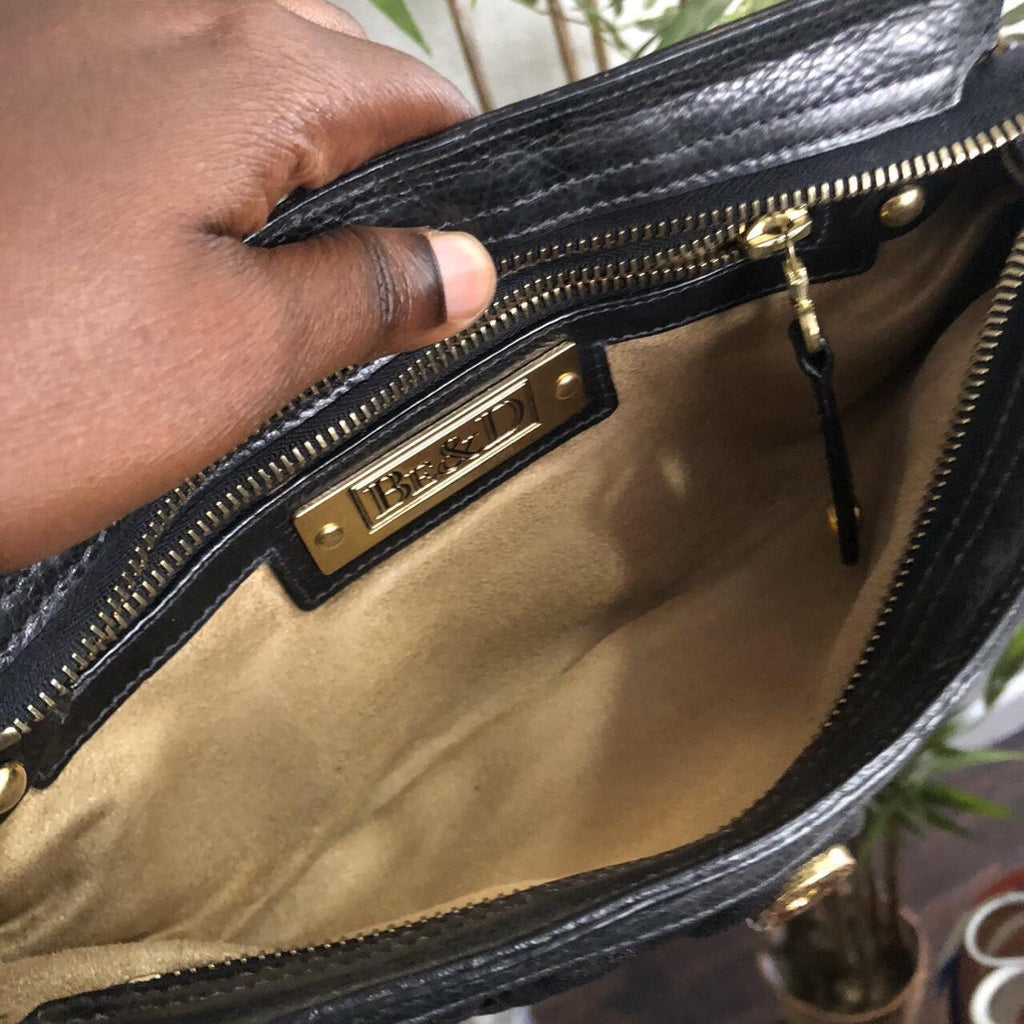BE&D Metallic Leather Fold Over Clutch
