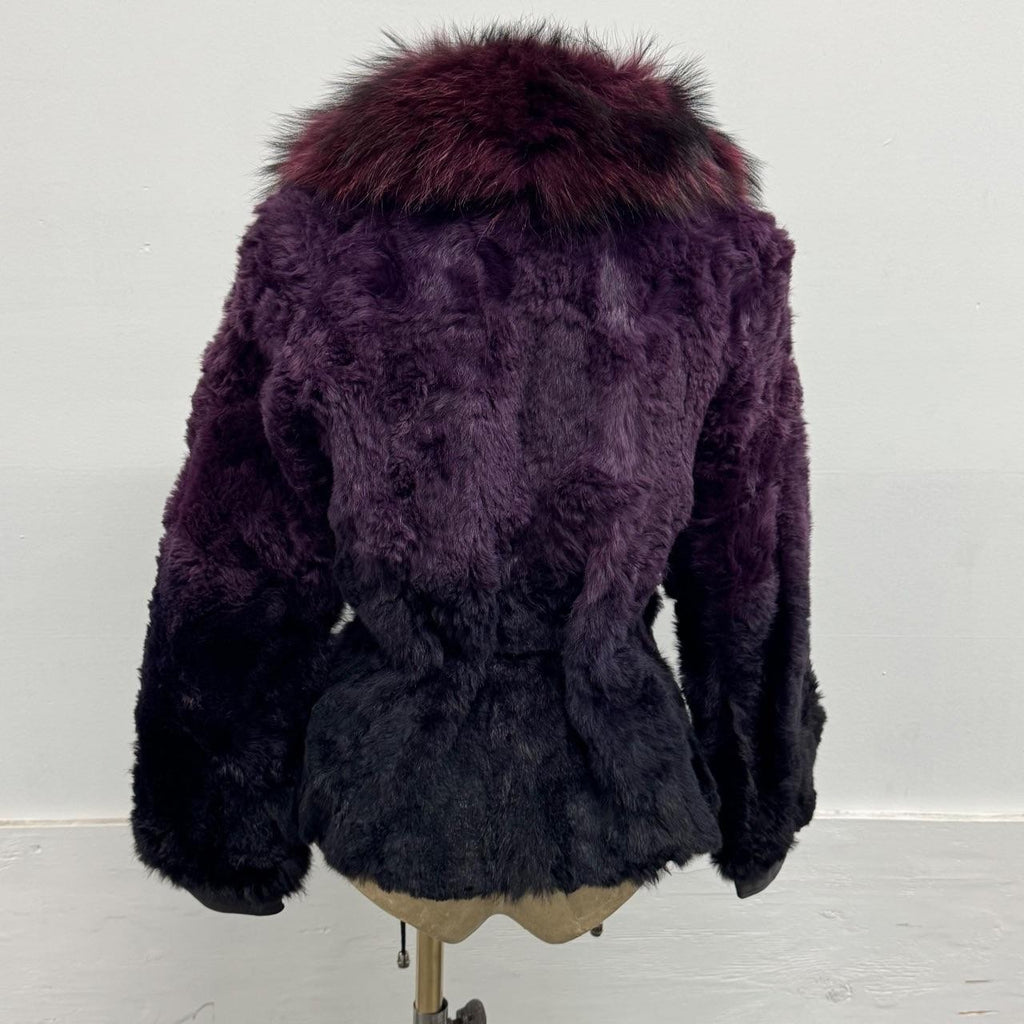 Vintage Y2K Purple Rabbit and Raccoon Fur Jacket