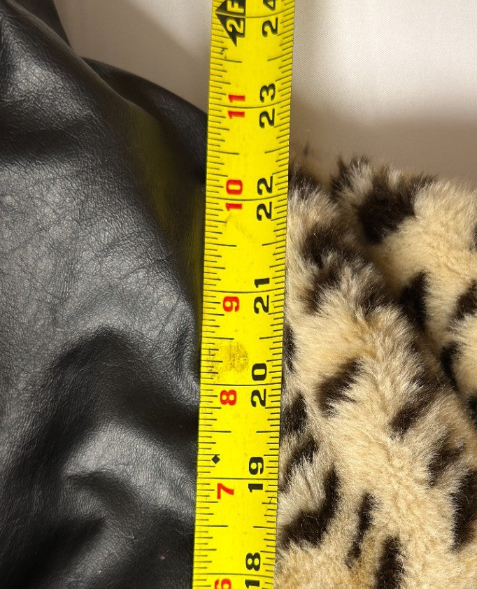 Phoenix Leather Jacket Small Black with Leopard Fur