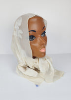 Antique Chiffon Silk Scarf Head & Neck Scarf Delicate Floral White Lace 1900's