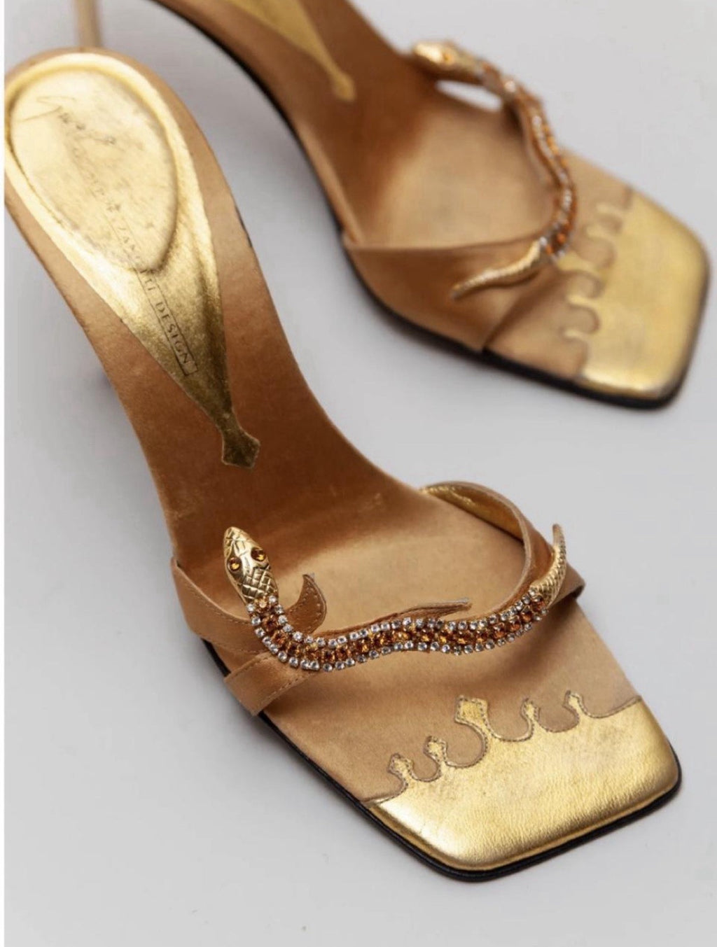 Rare Vintage Giuseppe Zanotti Gold Snake Heels