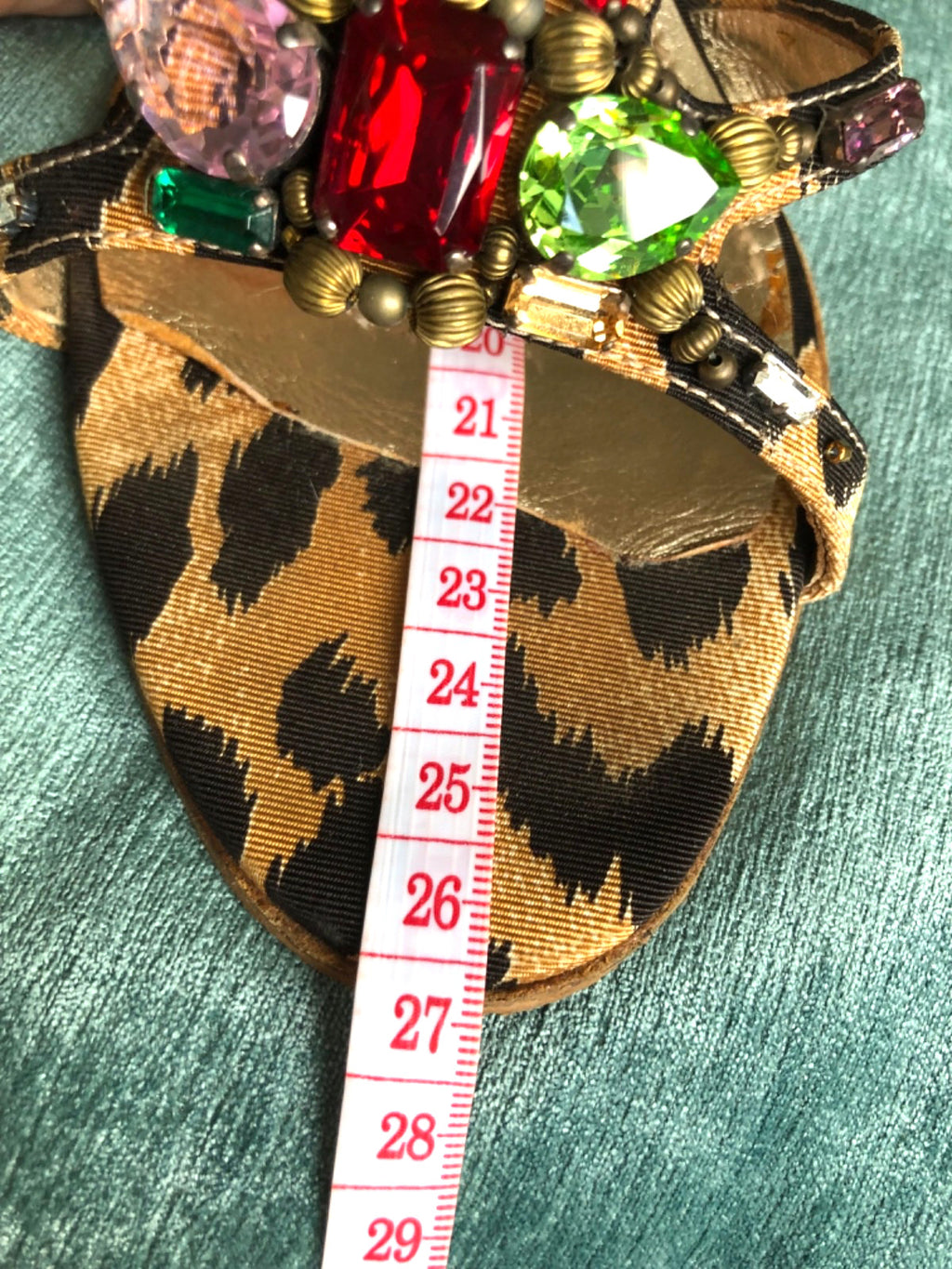 Vintage Casadei Leopard Rhinestone Sandals Y2K Crystal Slingback Heels 9.5 Flaw