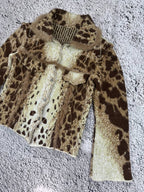 Vintage Leopard Mohair Animal Wool Jacket Blazer Glamour