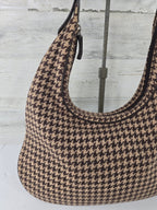 Lauren Ralph Lauren Brown Houndstooth Wool Blend Shoulder Bag Y2K