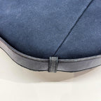 SAINT LAURENT Mombasa YSL Logo Navy Blue Canvas Shoulder Bag