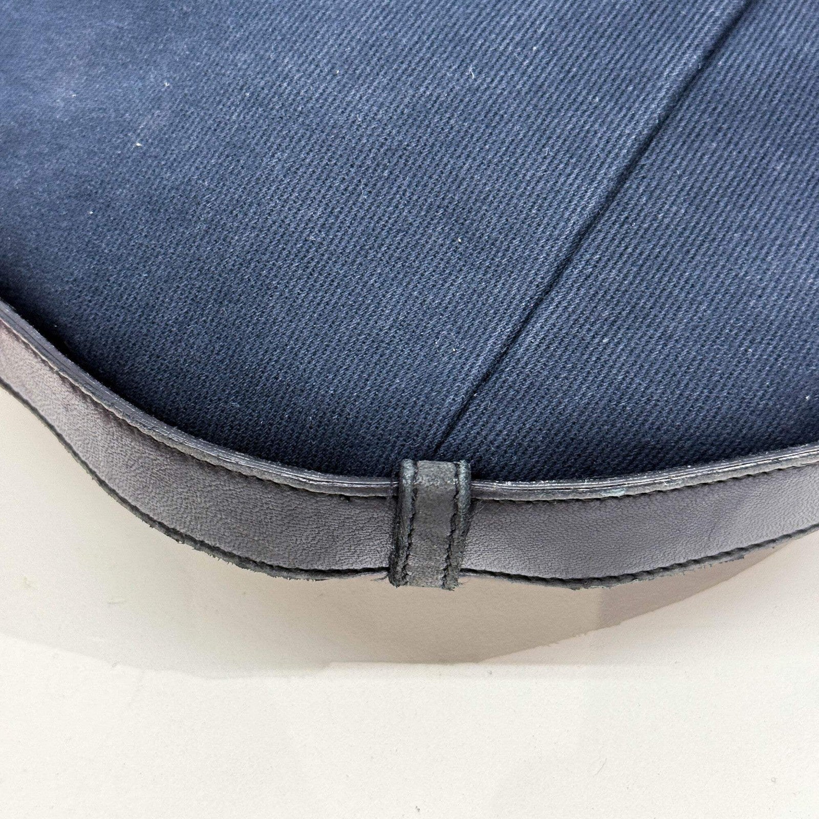 SAINT LAURENT Mombasa YSL Logo Navy Blue Canvas Shoulder Bag