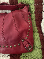 Isabella Fiore Audra Studded Leather Hobo Bag Red