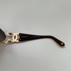 VTG 90s CHANEL Interlocking CC Logo Gold Frame Gradient Lenses Marked Sunglasses